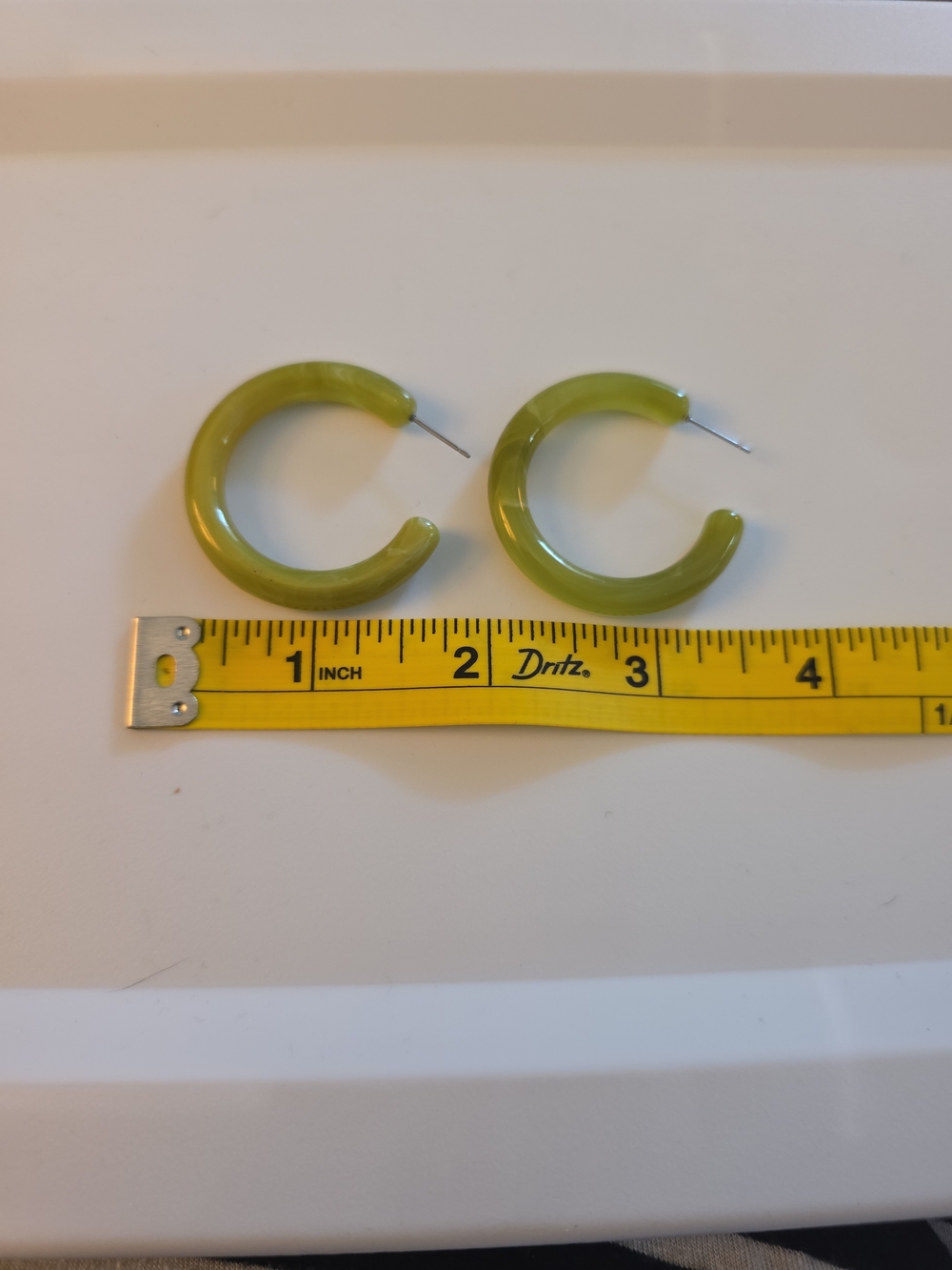 Olive Green Resin Hoop Earrings - Unbranded